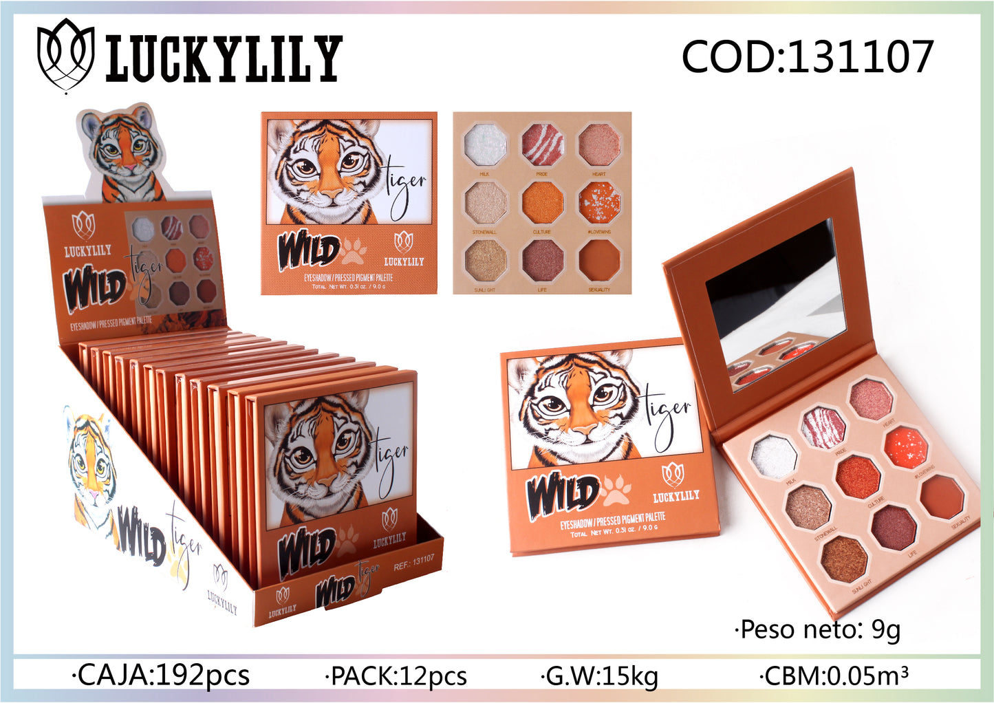 Paleta de sombras Wild Tiger (12pz)