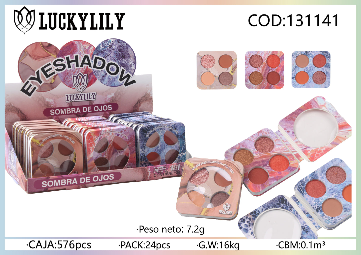 Paleta de sombras 4 colores (24pz)