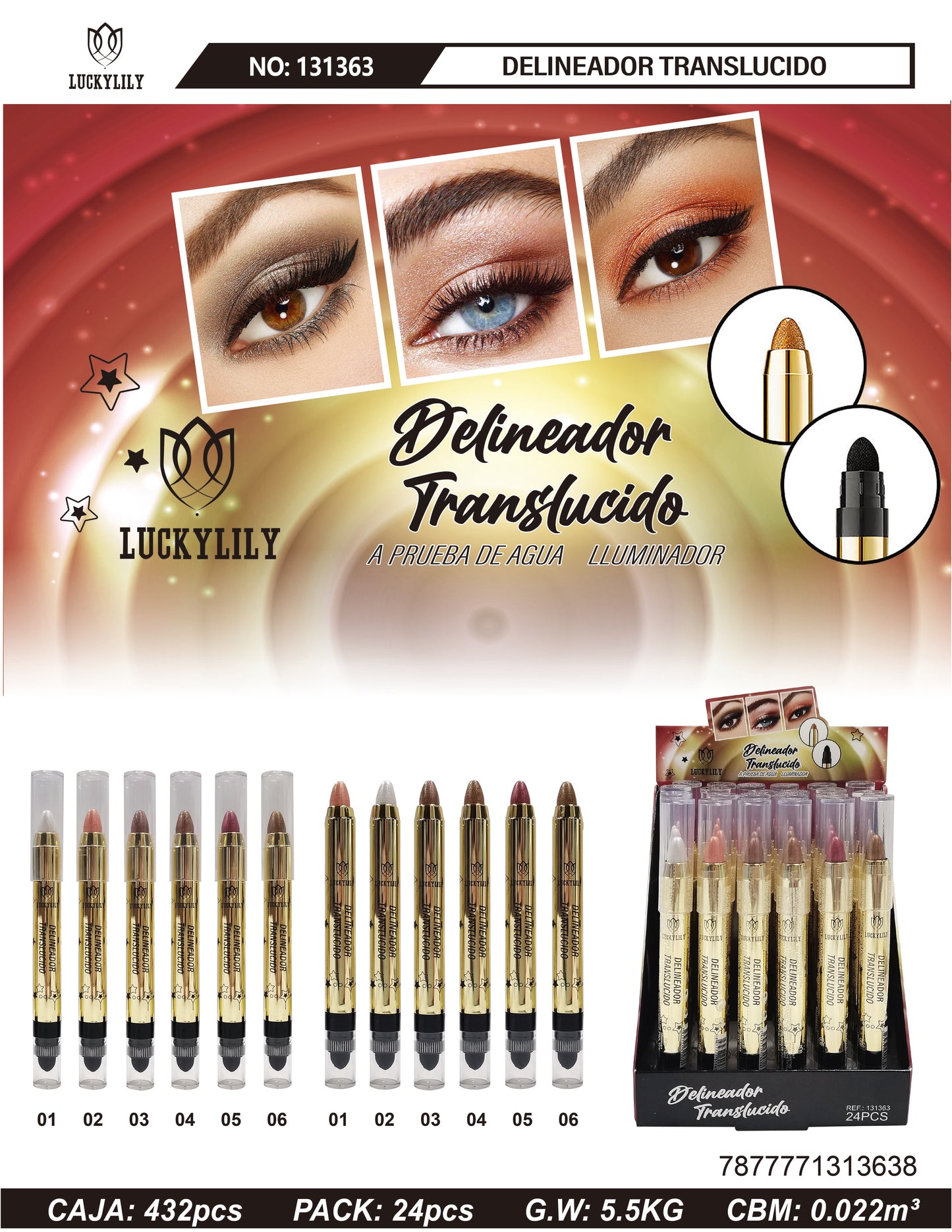 Delineador translucido waterproof (24pz)