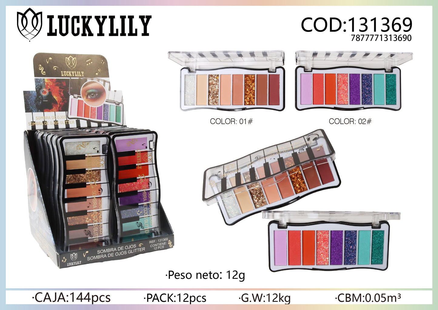 Sombras de ojos glitter & matte (12pz)