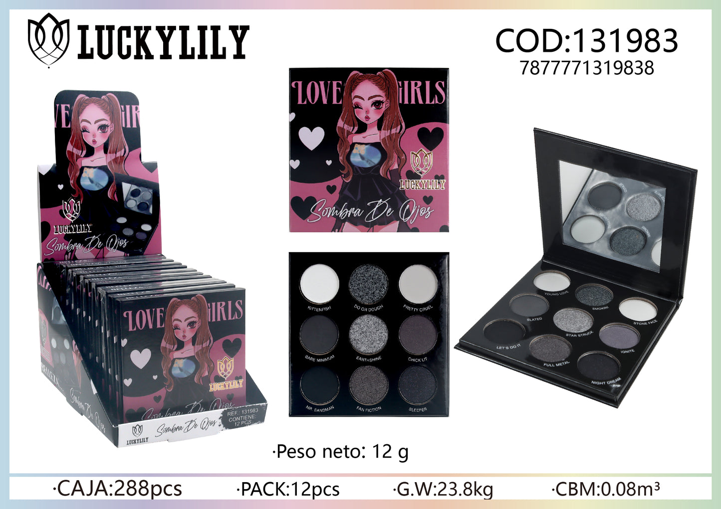 Sombras 9 colores (12pz)