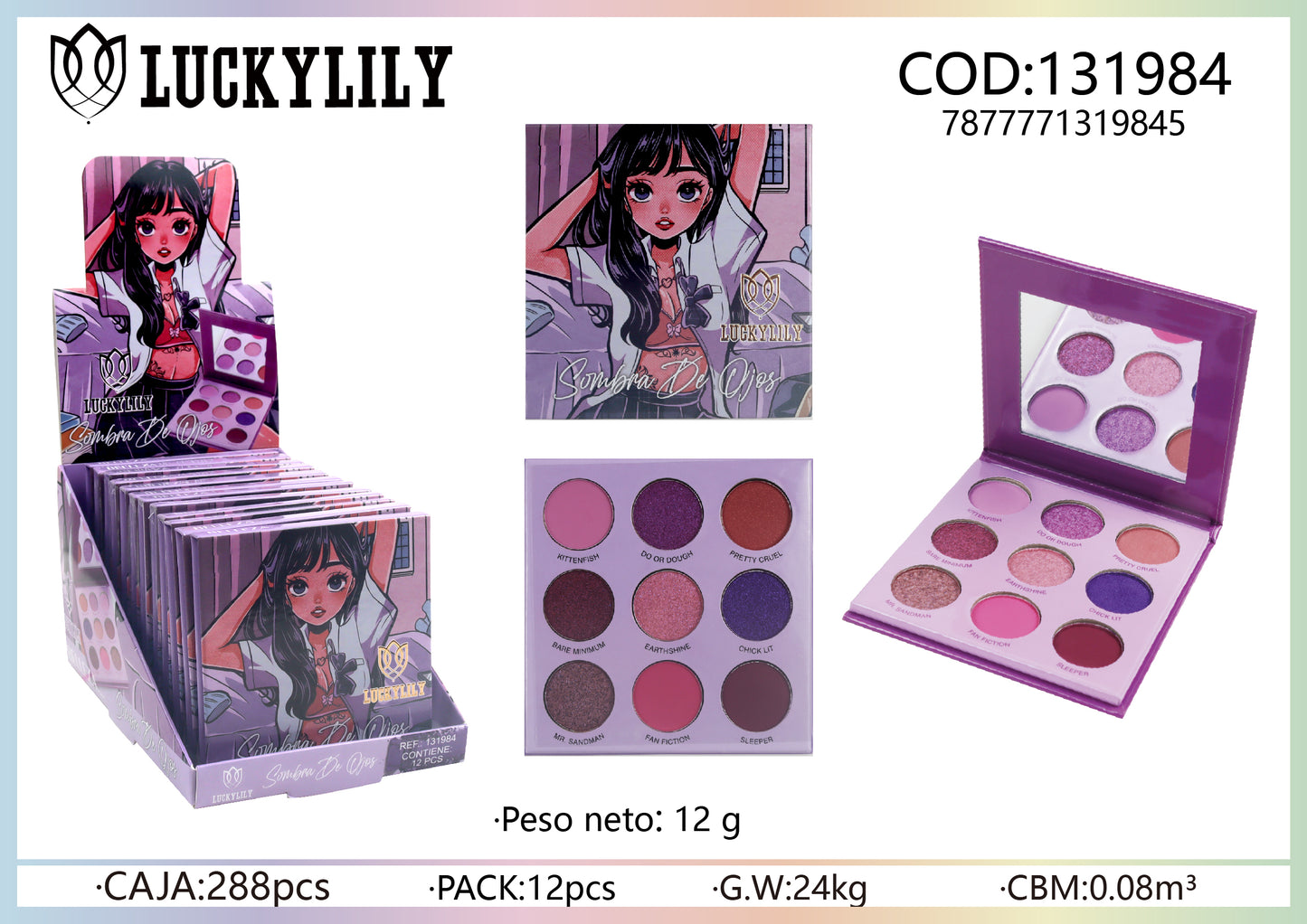 Sombras 9 colores (12pz)