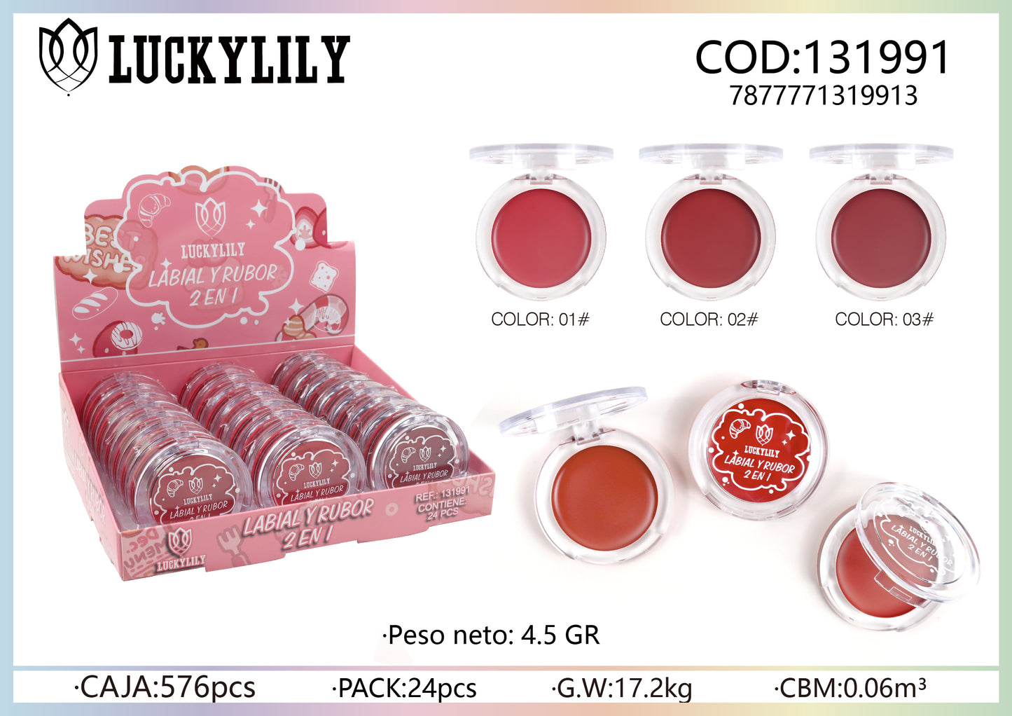 Crema Labial y Rubor 2en1 (24pz)