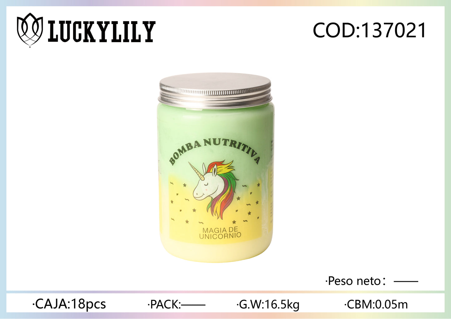 Crema Nutritiva Capilar Magia de Unicornio Verde&Amarillo (12pz)