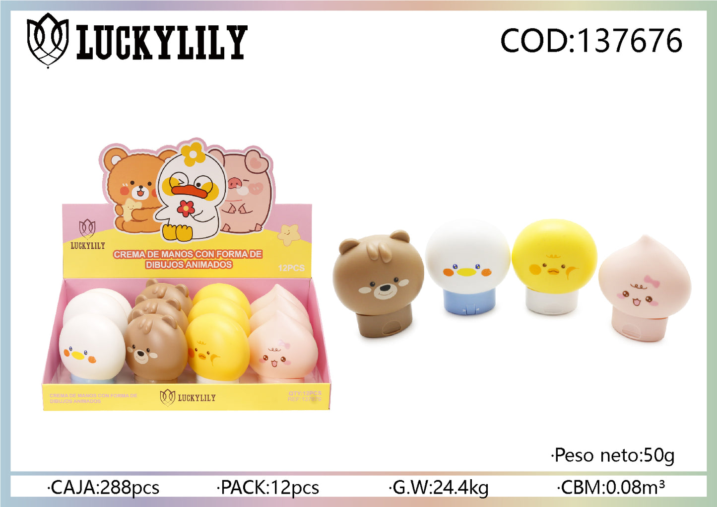 Crema para manos con forma de dibujos animados (12pz)