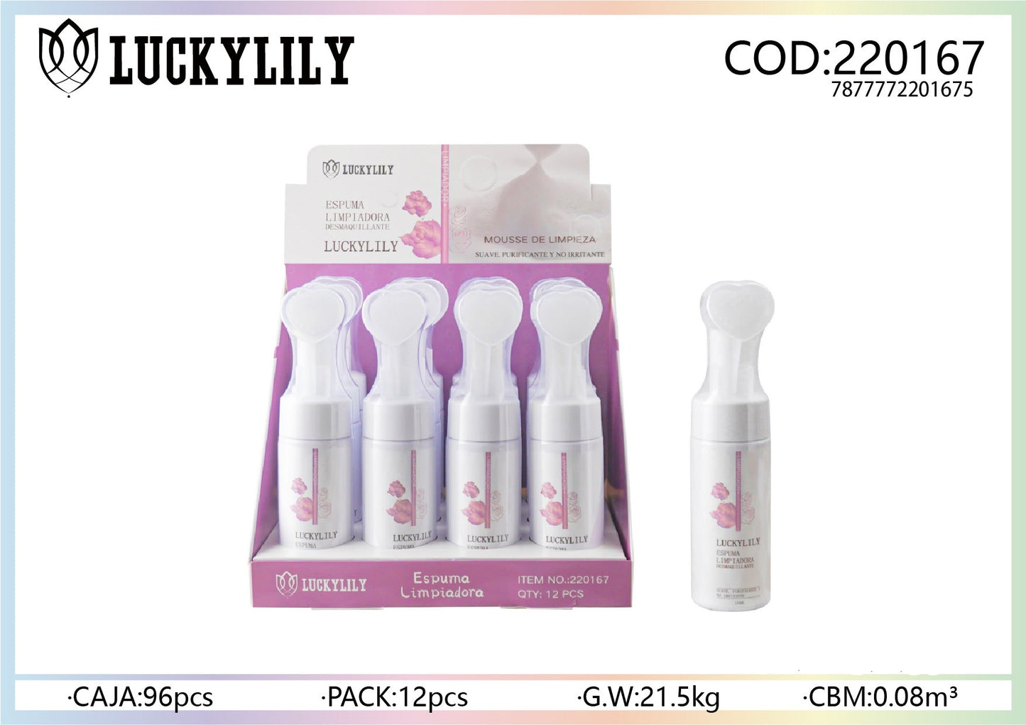 Limpiador facial espuma Rosa (12pz)