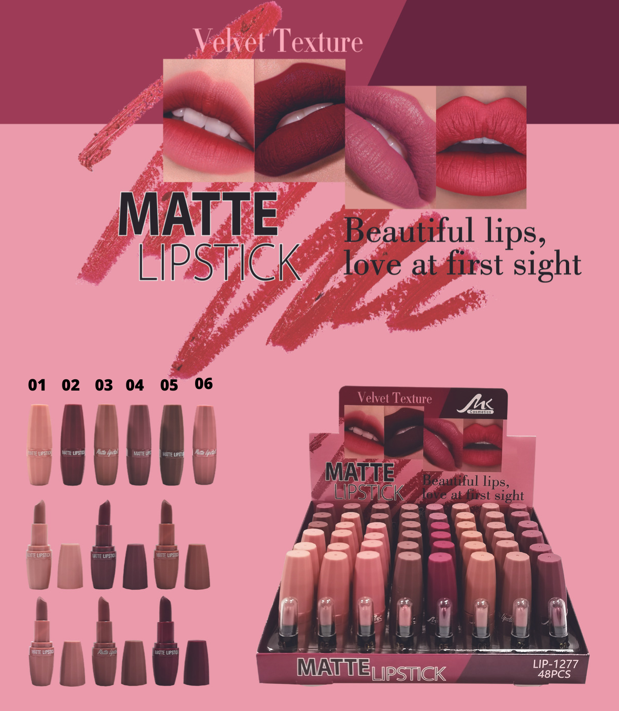 Labial Matte Lipstick (48pz)