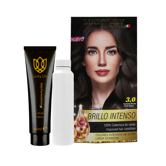 Tinte para el Cabello LuckyLily Brillo Intenso #3.0 Castaño Oscuro (24pz)