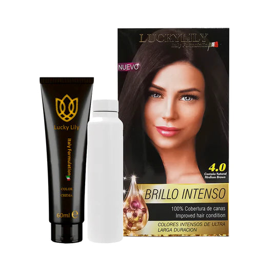 Tinte para el Cabello LuckyLily Brillo Intenso #4.0 Castaño Natural (24pz)