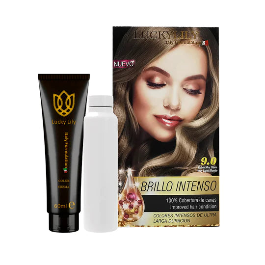 Tinte para el Cabello LuckyLily Brillo Intenso #9.0 Rubio Muy Claro (24pz)