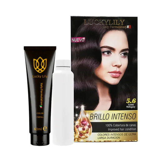 Tinte para el Cabello LuckyLily Brillo Intenso #5.6 Caoba (24pz)