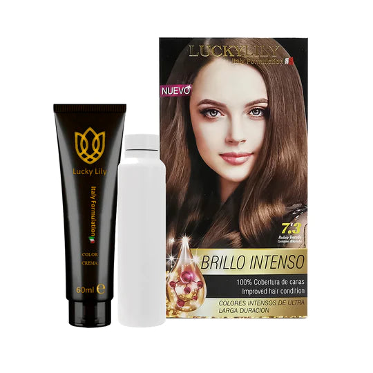 Tinte para el Cabello LuckyLily Brillo Intenso #7.3 Rubio Dorado (24pz)