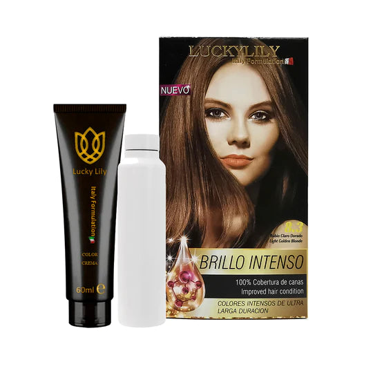 Tinte para el Cabello LuckyLily Brillo Intenso #8.3 Rubio Claro Dorado (24pz)