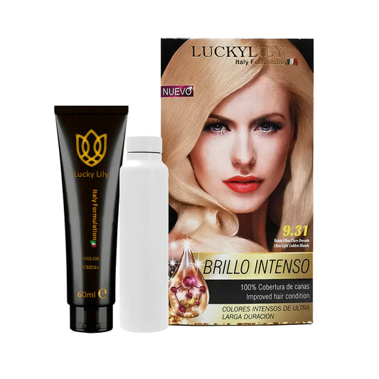 Tinte para el Cabello LuckyLily Brillo Intenso #9.31 Rubio Ultra Claro Dorado (24pz)