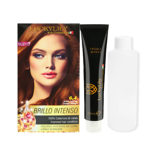 Tinte para el Cabello LuckyLily Brillo Intenso #6.4 Rubio Cobrizo (24pz)