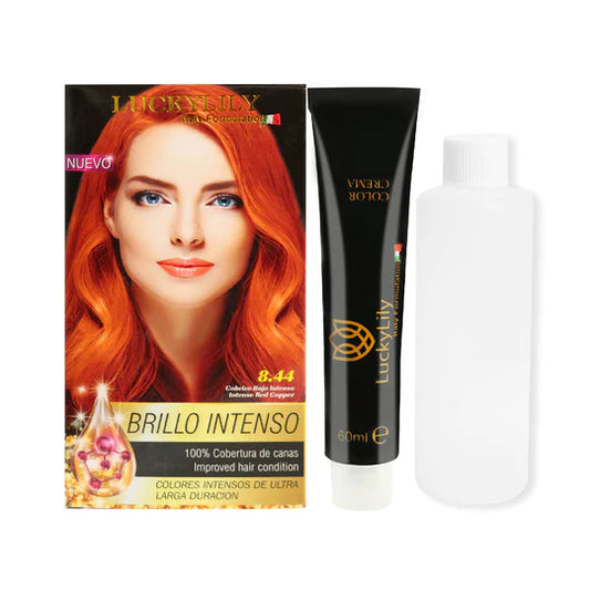 Tinte para el Cabello LuckyLily Brillo Intenso #8.44 Cobrizo Rojo Intenso (24pz)