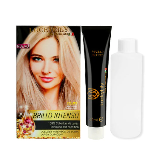 Tinte para el Cabello LuckyLily Brillo Intenso #12.03 Oro Platino (24pz)