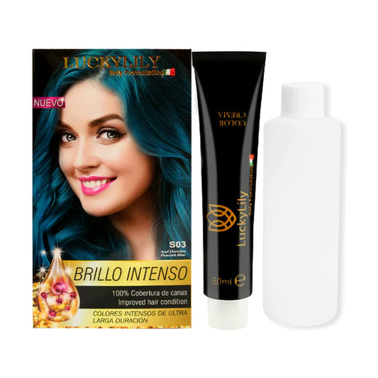 Tinte para el Cabello LuckyLily Brillo Intenso  #03 Azul Eléctrico (24pz)