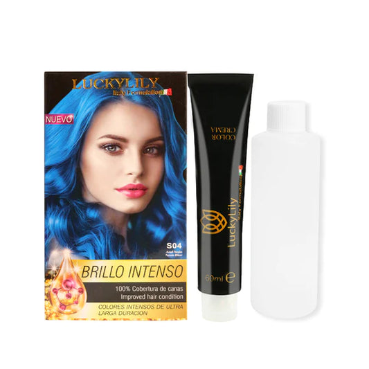 Tinte para el Cabello LuckyLily Brillo Intenso #04 Azul Neón (24pz)