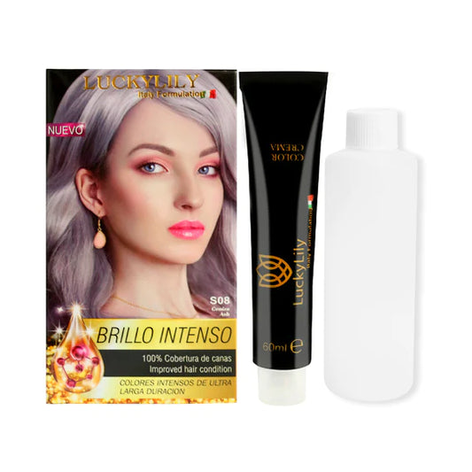 Tinte para el Cabello LuckyLily Brillo Intenso #08 Cenizo (24pz)
