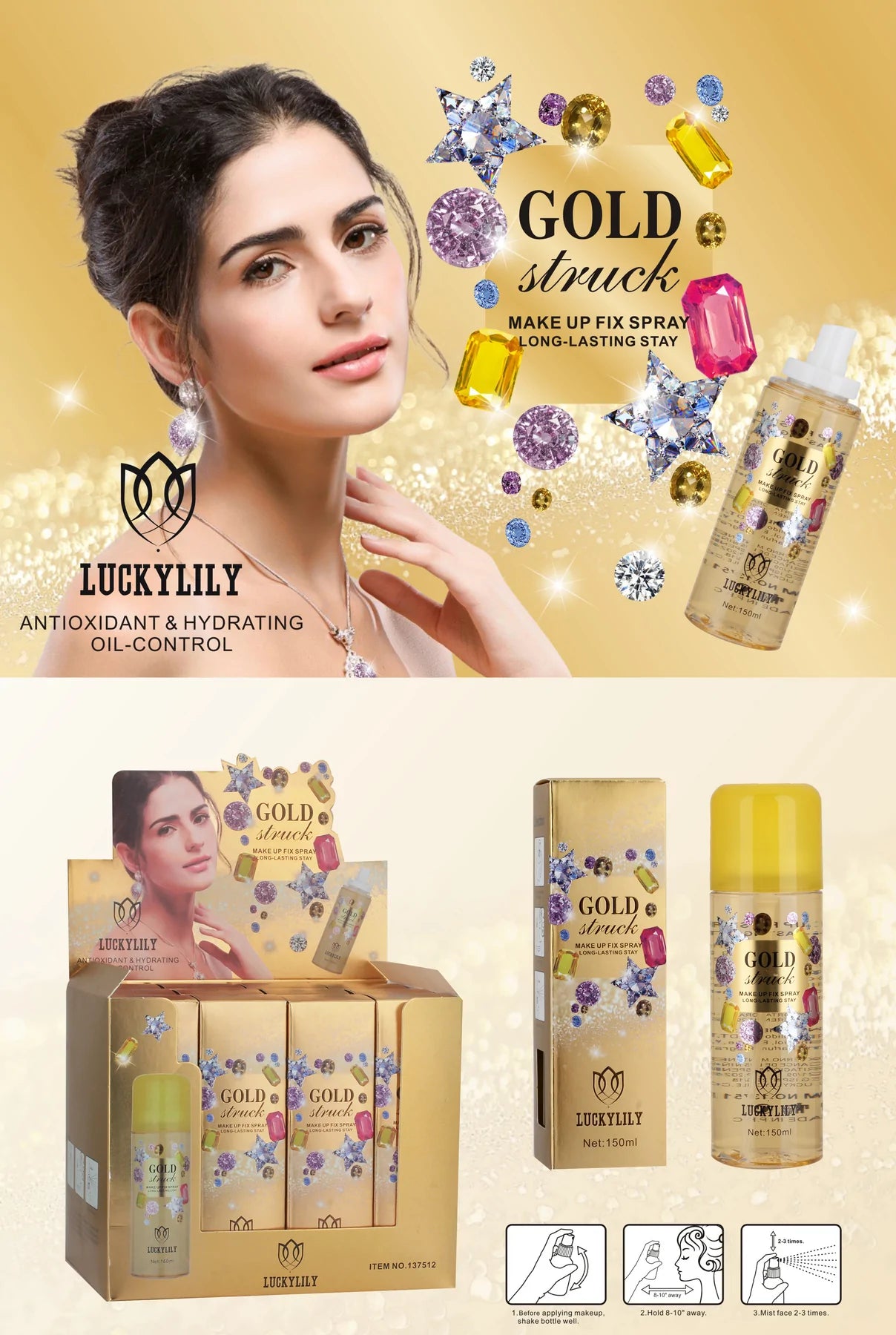 Spray Fijador de Maquillaje Gold Struck (12pz)