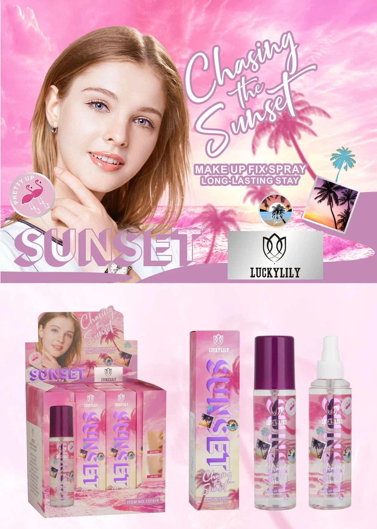 Spray Fijador de Maquillaje Sunset (12pz)