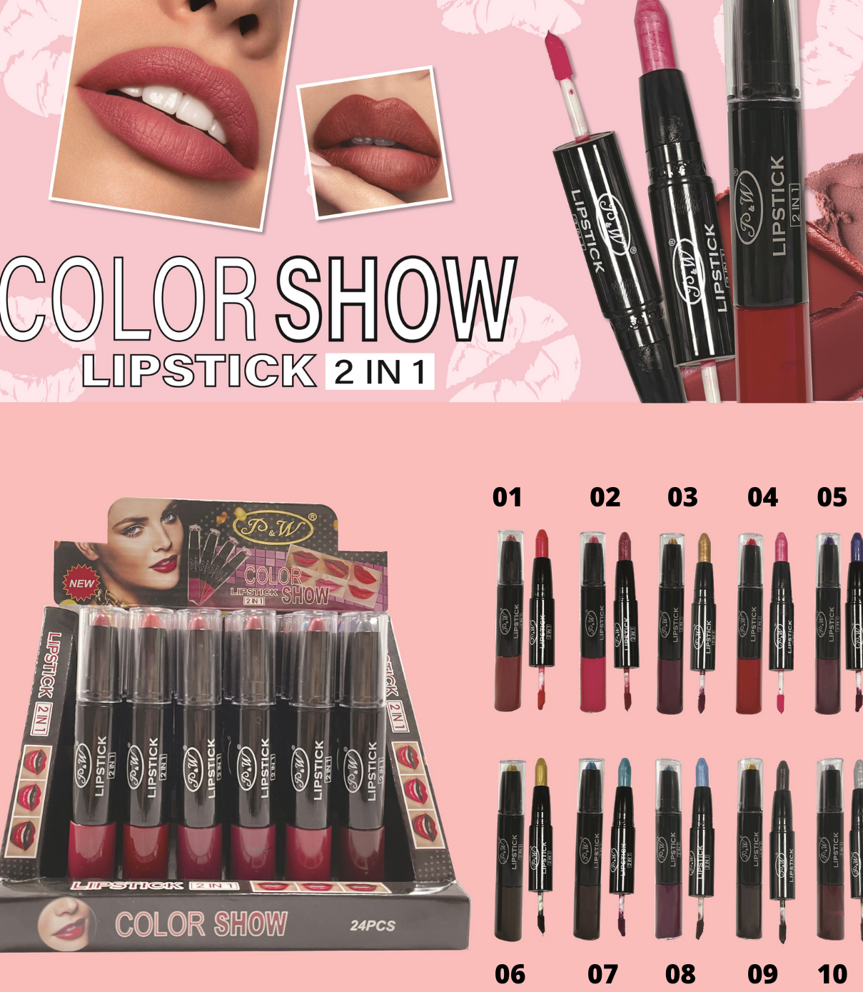 Lipstick 2 en 1 (24pz)