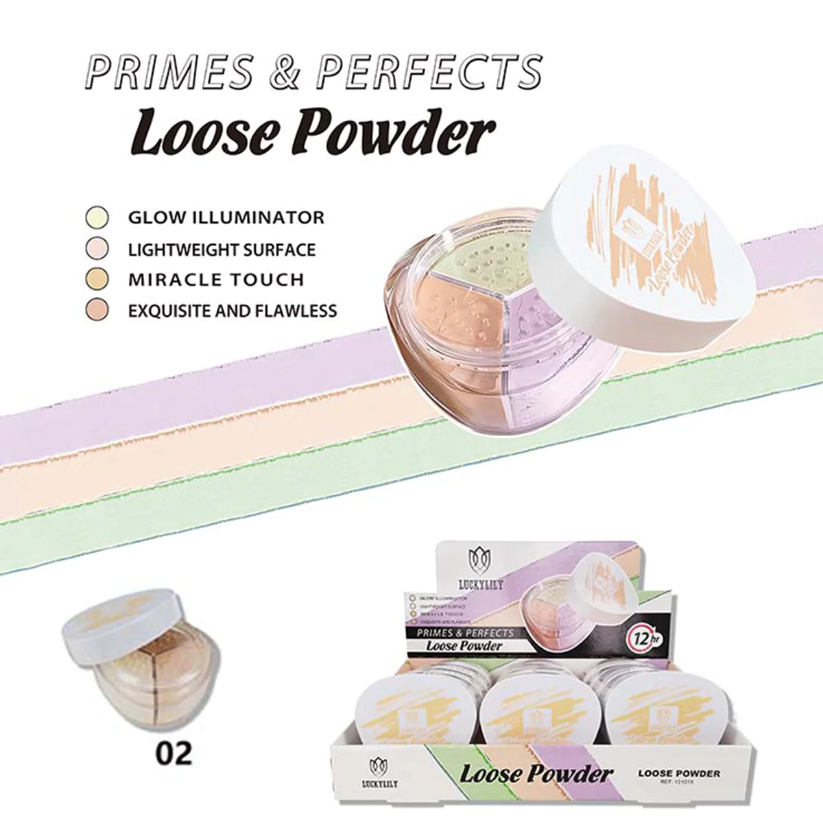 Polvo Suelto Preparador, Perfeccionador e Iluminador 3 en 1 (12pz)