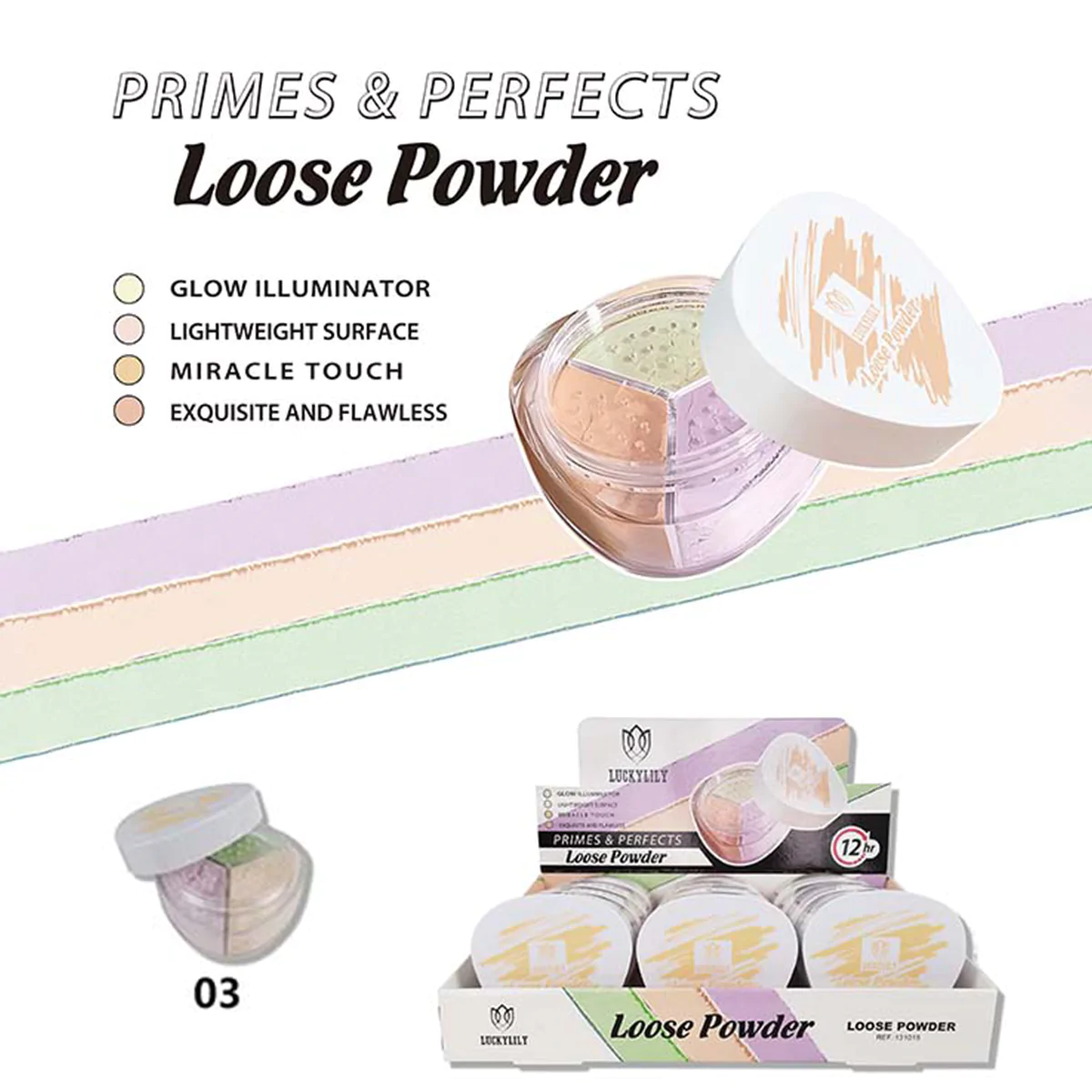 Polvo Suelto Preparador, Perfeccionador e Iluminador 3 en 1 (12pz)
