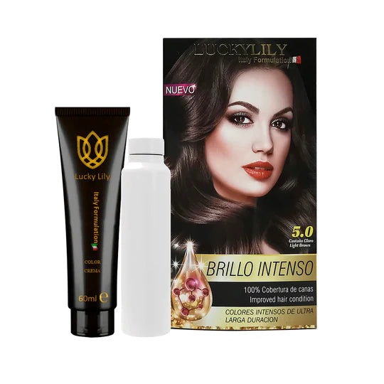 Tinte para el Cabello LuckyLily Brillo Intenso #5.0 Castaño Claro (24pz)