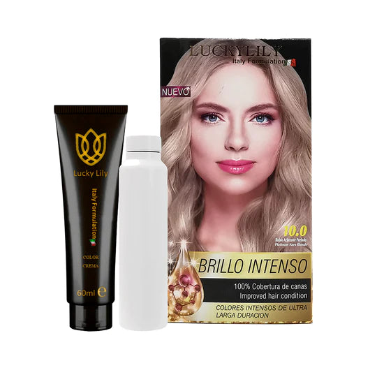 Tinte para el Cabello LuckyLily Brillo Intenso #10.0 Rubio Aclarante Perlado (24pz)