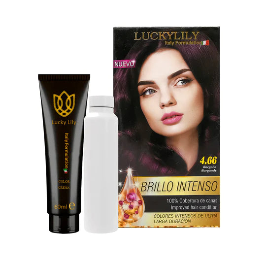 Tinte para el Cabello LuckyLily Brillo Intenso #4.66 Borgoña (24pz)