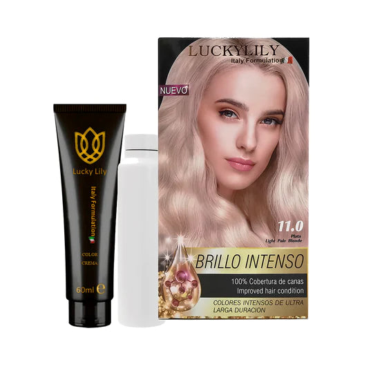 Tinte para el Cabello LuckyLily Brillo Intenso #11.0 Plata (24pz)