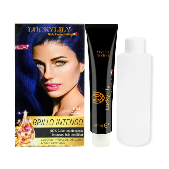Tinte para el Cabello LuckyLily Brillo Intenso #01 Azul Profundo (24pz)