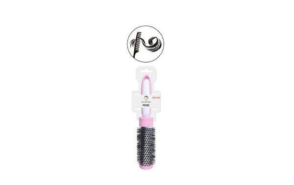 Cepillo Redondo 37mm con Mango Color Rosa con Blanco