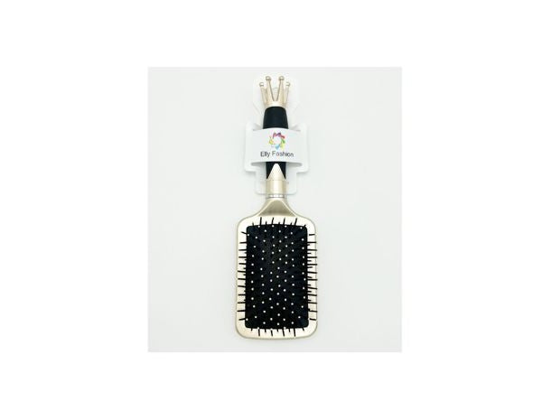 Cepillo Cuadrado Dorado con Mango de Corona Ergonómico.