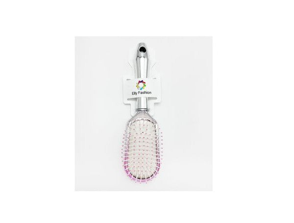 Cepillo Semi Ovalado Color Plateado Degradado Rosa.