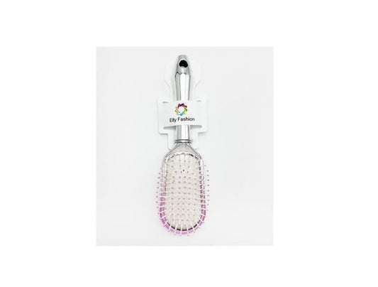 Cepillo Semi Ovalado Color Plateado Degradado Rosa.